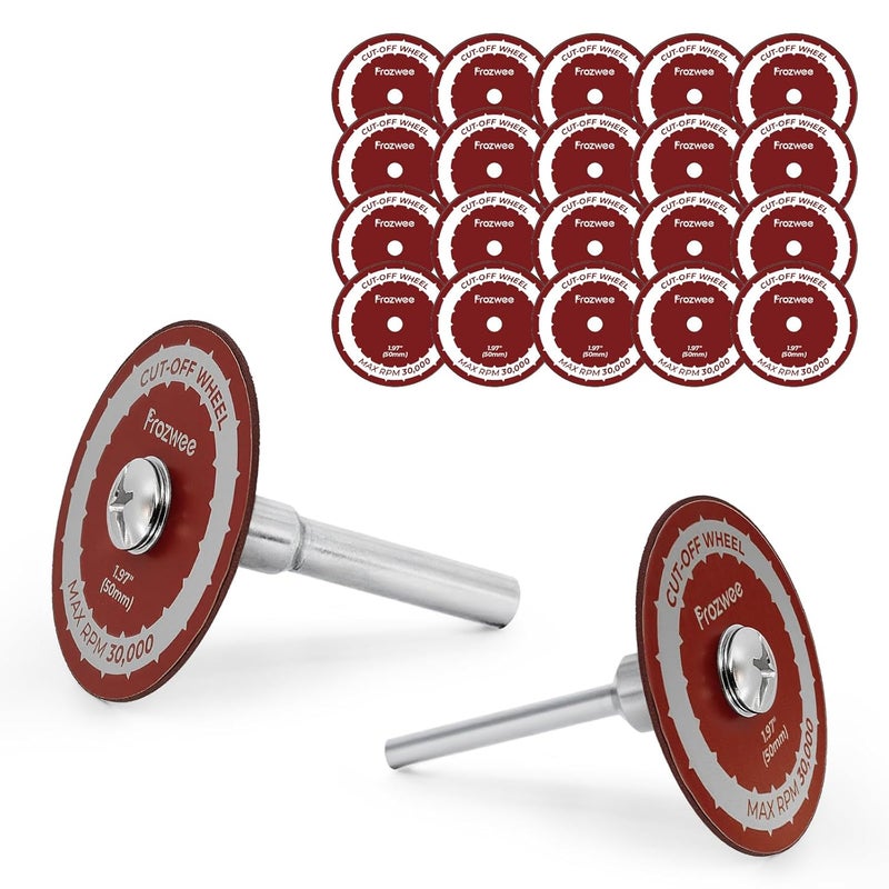 Prozwee 20 Pack 1.97" Cut Off Wheels with 2 Shank(1/4" Mandrel+1/8" Mandrel),Fiberglass Reinforced Rotary Tool Cutting Disc Set - Image 1